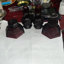 Lot Of Vintage Ruby Red Avon Glass 