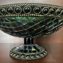 Green Glass Mosaic Bowl