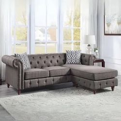 Brand New Small Tufted Reversible Sectional 