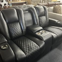 Leather LED Sofa and Love Seat