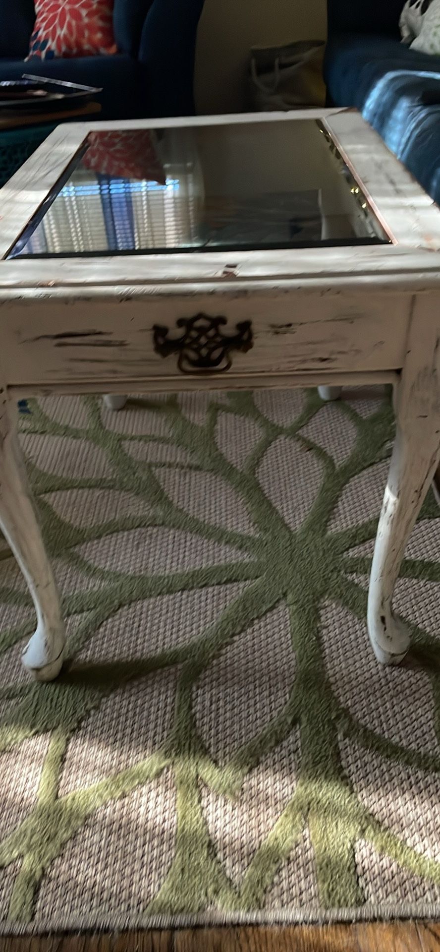 Rustic White End Table