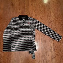 Chrome Hearts x CDG Striped Long Sleeve Polo (Black/Grey)