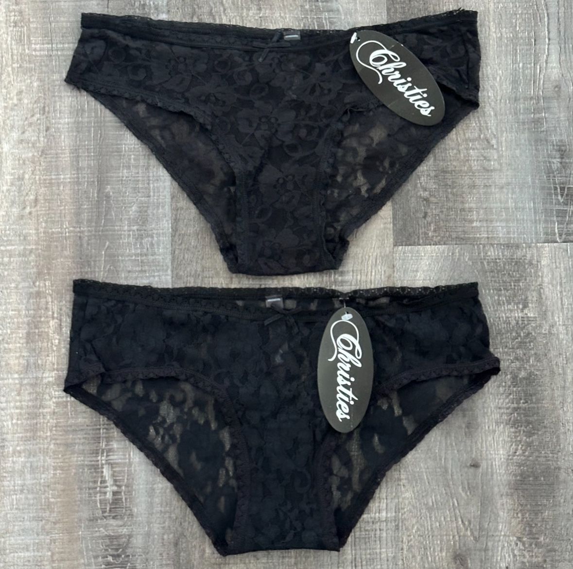 New Set of 2 Women’s Size 5 Black Lace Bikini Cut Panties Underwear