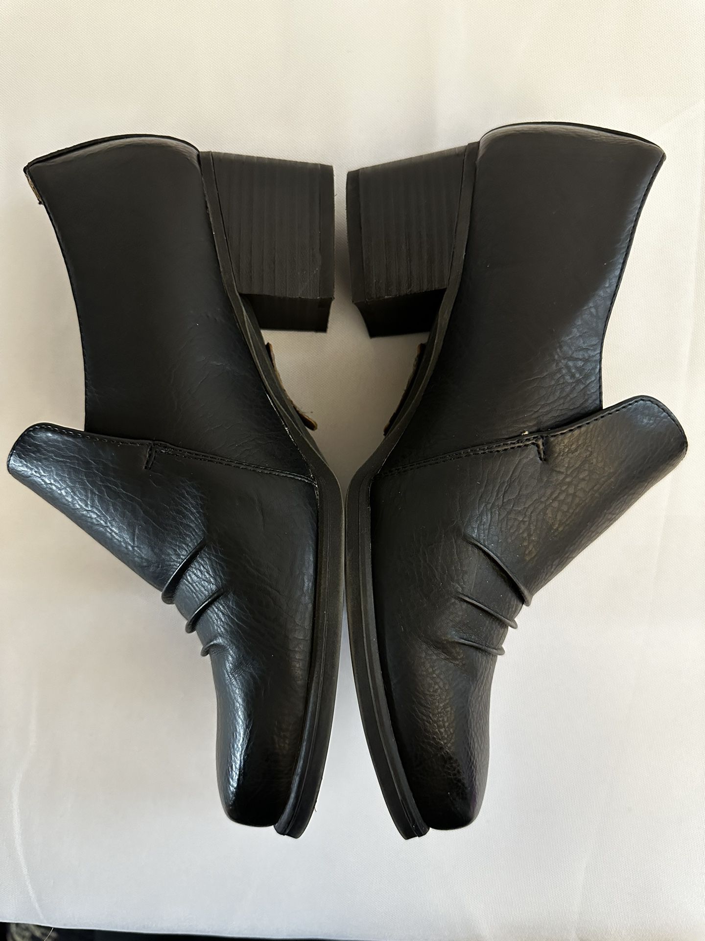 NATURAL SOUL black Leather Slip On Booties