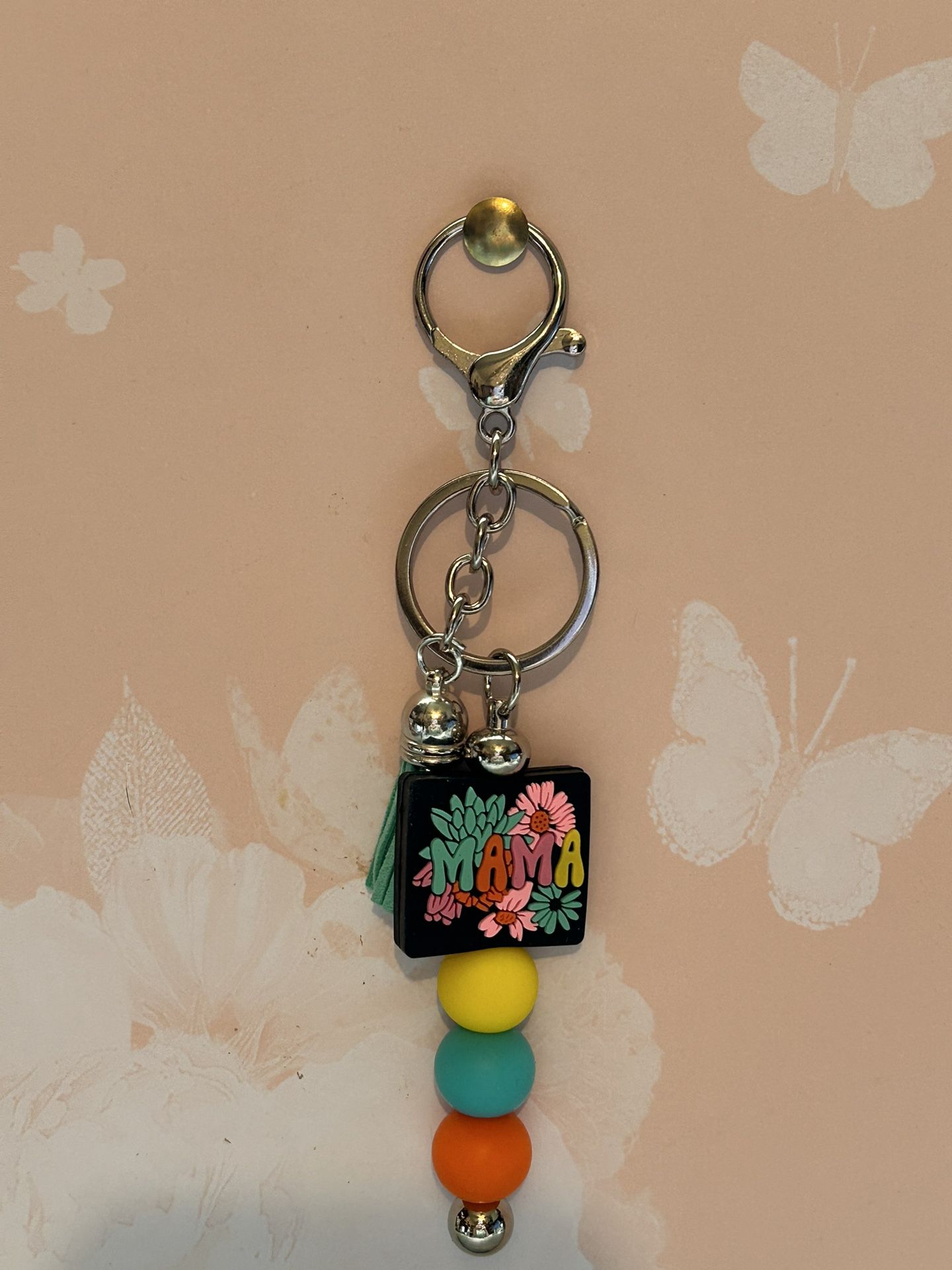 Mama Focal Bead Beaded Keychain/ring