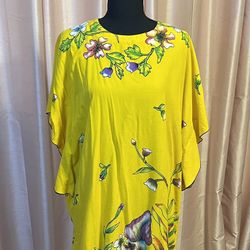 🌸 Vintage Elok Yellow Floral Caftan 🌸