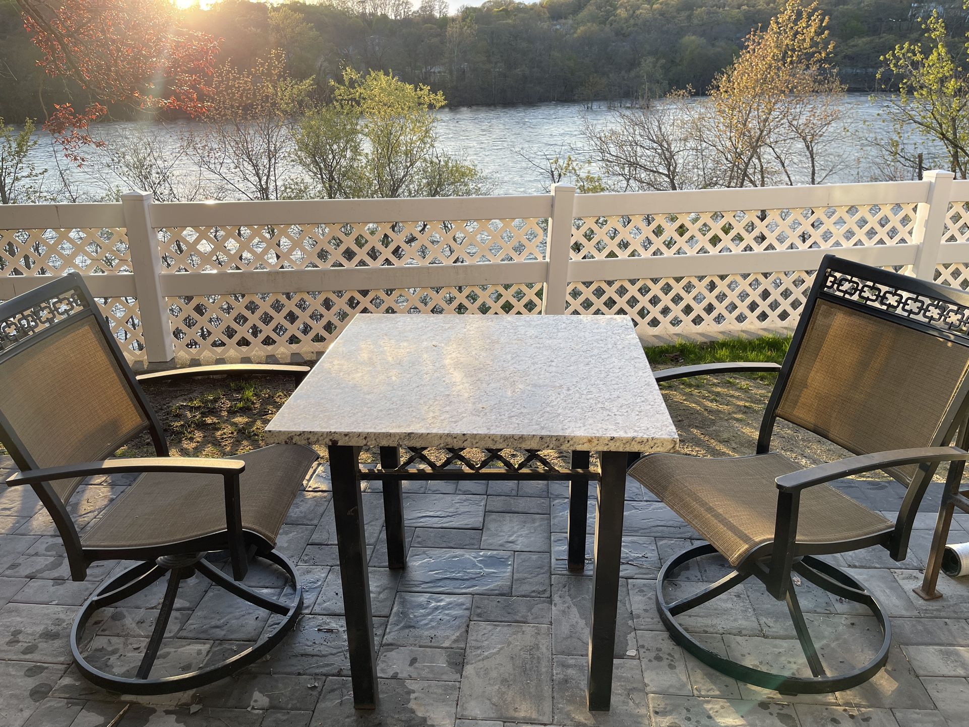 Granite Outdoor Patio Dinner Table Set