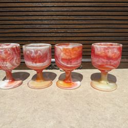 Vintage Imperial Slag Glass Goblets