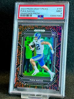 2023 Prizm Draft Picks 🔥 Puka Nacua 🔥 Snakeskin Prizm Rookie PSA 9 Mint 💎 - Los Angeles Rams