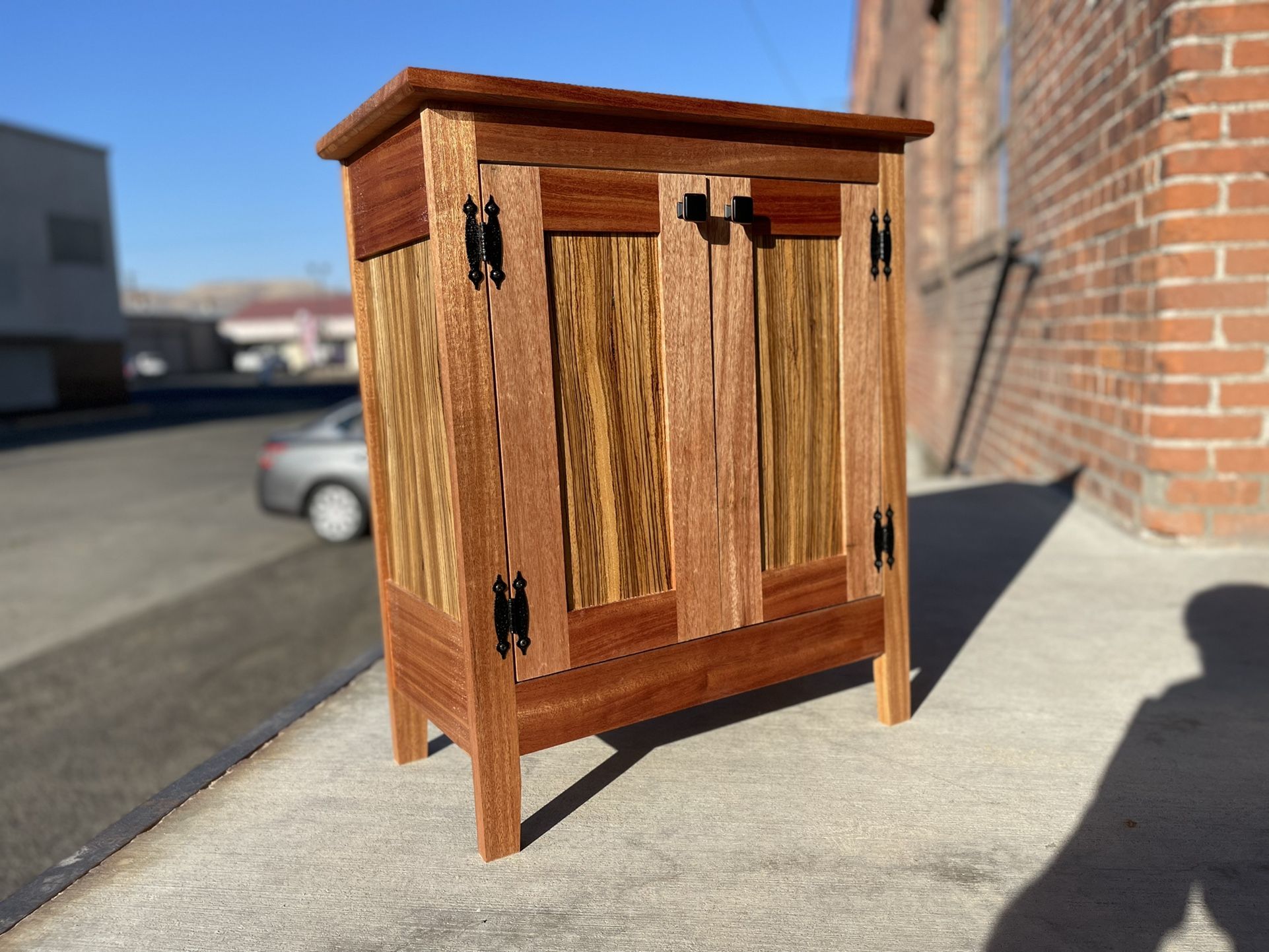 Custom Mahogany And Zebra wood Cabinet