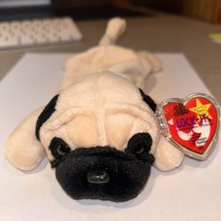 MWMT PUGSLY The Pug Dog TY 1996 Beanie Baby Tag Errors Style 4106 #04 Plush