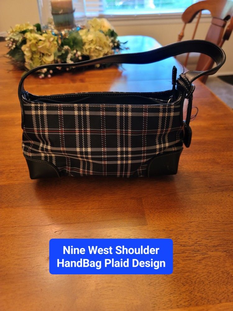 Nine West Purse Shoulder Bag - Plaid Black Red White