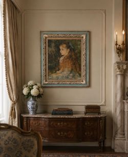 Framed Renoir oil painted Portrait Print
