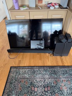 Samsung QLED, Panasonic 4k ultra dvd player & vizio 3.1 home theater system