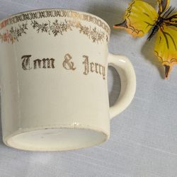 Vintage Gold Lettered Tom & Jerry Coffee Mug ~ Gold Detailing and Lettering