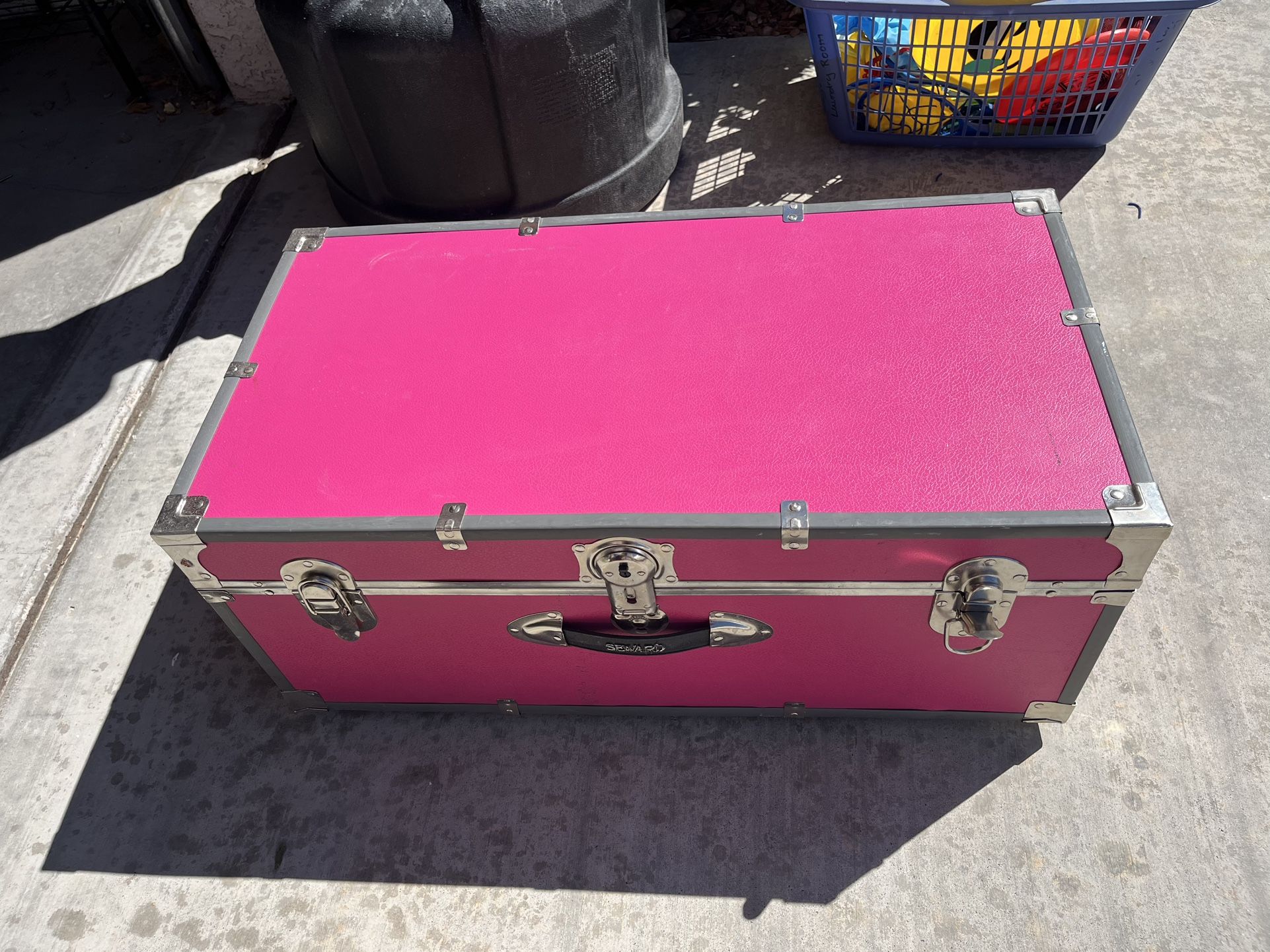 Pink Chest Luggage Suitcase Storage Case