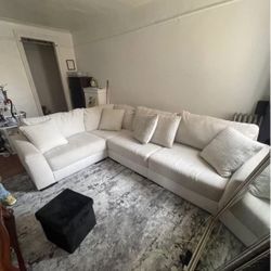 Off White Sectional Couch/ Sofa 