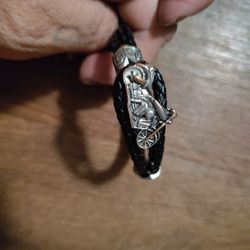 Silver And Leather HD BRACELET 