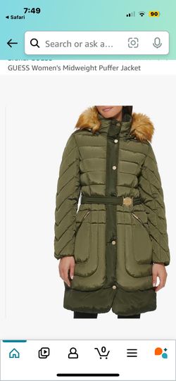 Women’s Guess Puffer Jacket W/belt