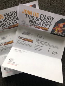 Skyhook ninja fitness gift certificate