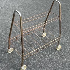 Vintage Antique 50s Mid Century Modern MCM Rolling Lucite Wheels TV Stand Bottom Magazine Holder Shelf Cart Rack Bar