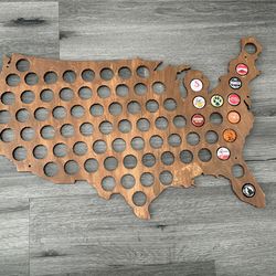 USA beer bottle cap map