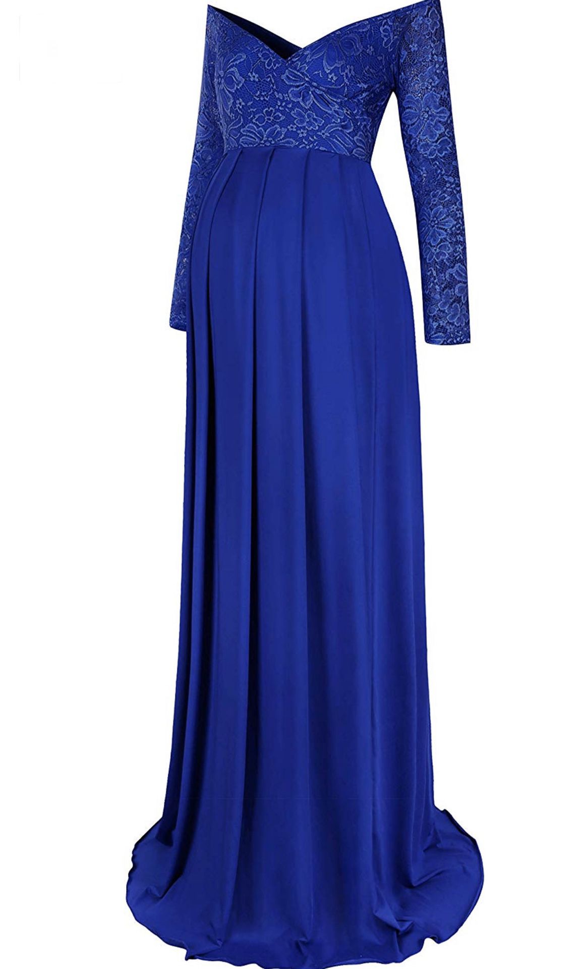 Royal Blue, Off Shoulder Lace Maternity Dress, Medium