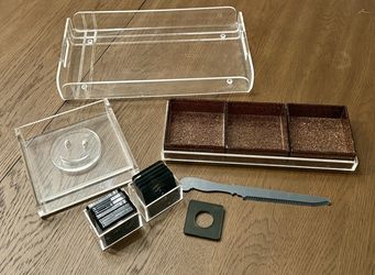 Modern Serving Set – Lucite Tray, Divided Tray, Knife & Napkin Accessories