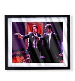 Pulp fiction custom art piece of Jules and Vincent in black frame