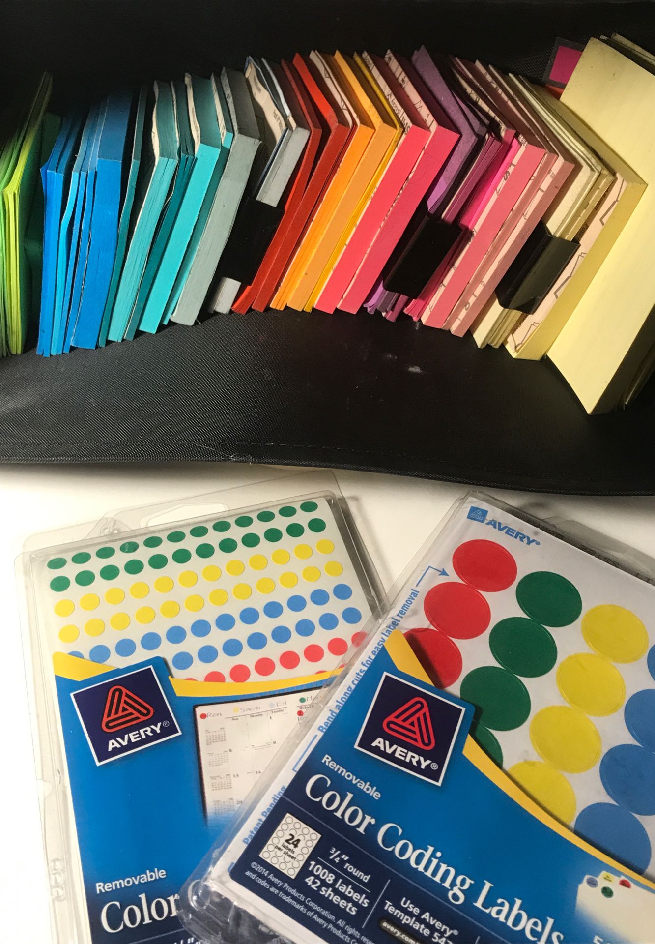 Sets of Post Its and Color Coding Labels