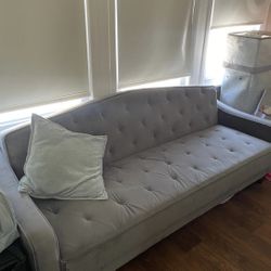 Vintage Gray Velvet Tufted Sofa Sleeper II