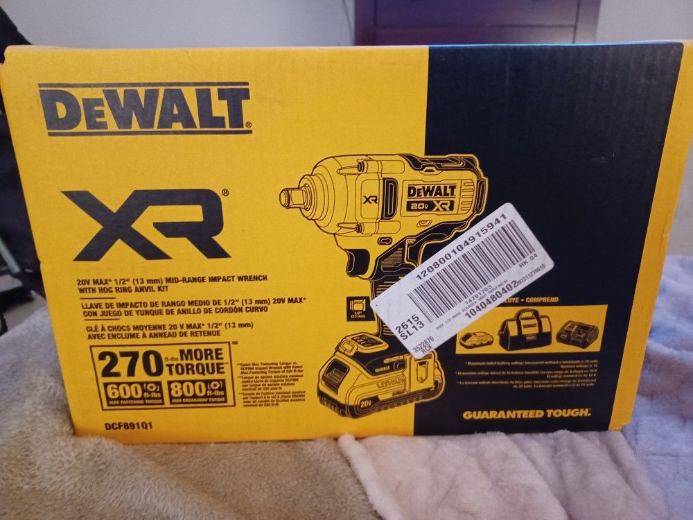 Dewalt 20V XR Mid Range Impact Wrench Kit DCF891Q1