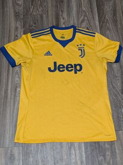Adidas Juventus 2017-2018 Away Jersey Yellow Blue Jeep Shirt Men's Large