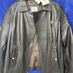Stylish womens leather jacket U.S.POLO ASSN high quality price $165 brand new.