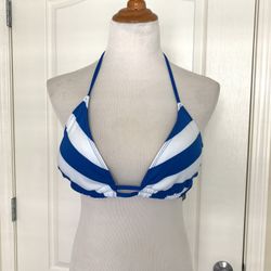NWT Blue And White Striped Bikini Size Xl Top