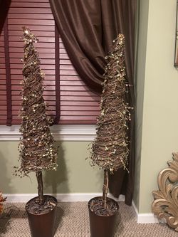 2 Decorative Brown  Christmas Trees