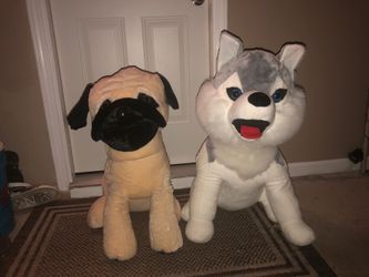 Pug and husky stuffed animals