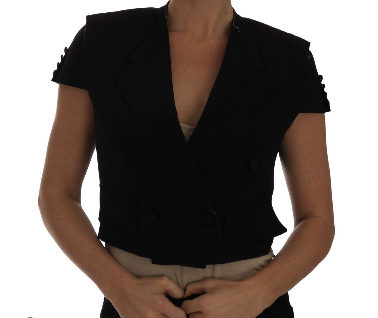 Dolce & Gabbana Chic Black Cropped Blazer Women's Coat Authentic