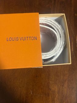Louis Vuitton Style White Checkered Belt – Includes Box & Dust Bag
