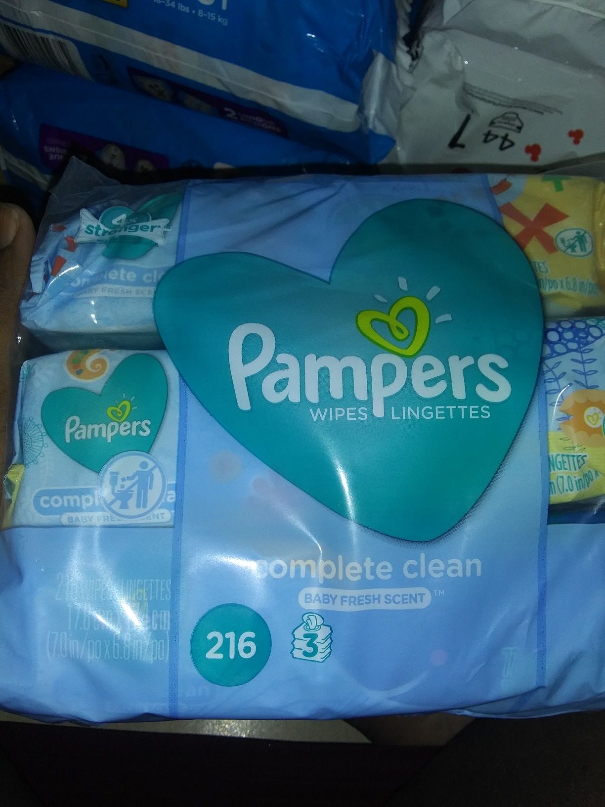 Pampers wipes. 216 count