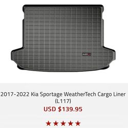 SUV…BLACK WEATHER TECH CARGO LINER… 2017-2022 KIA SPORTAGE  Excellent Condition!!!  Used Only For A Few Months, Before We Sold Our Vehicle.