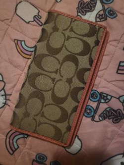 Coach Checkbook cover brown pink peach y2k