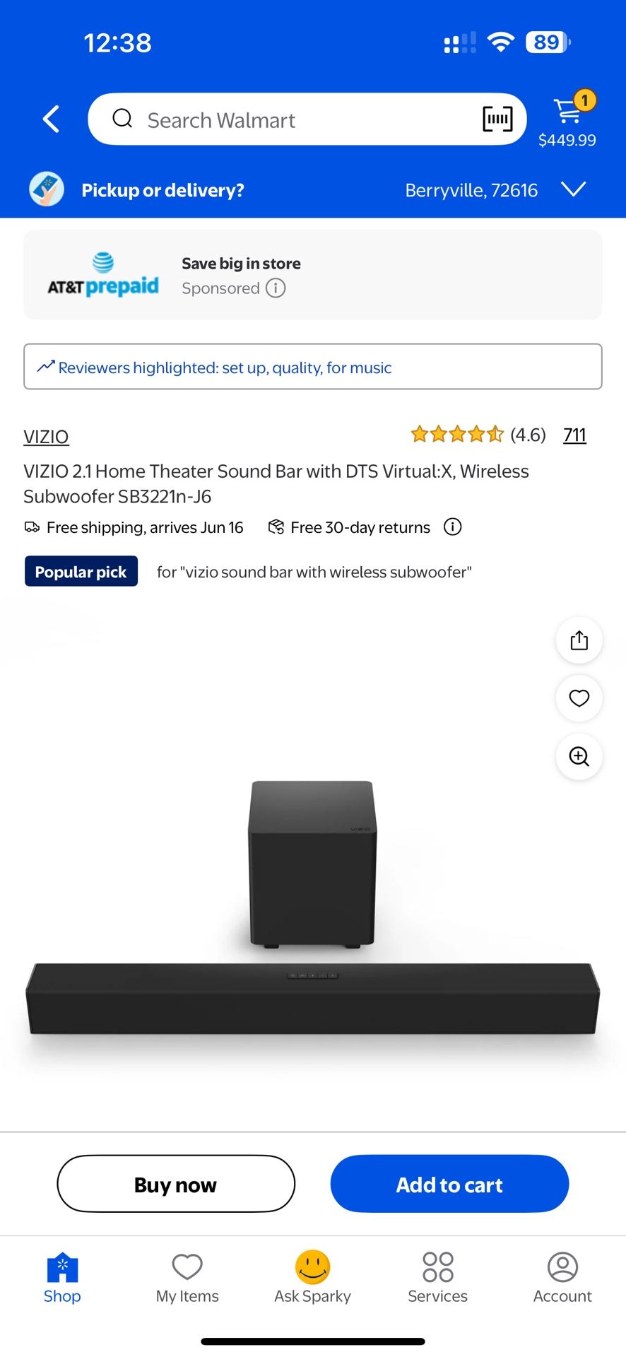 Vizio Soundbar And Subwoofer 