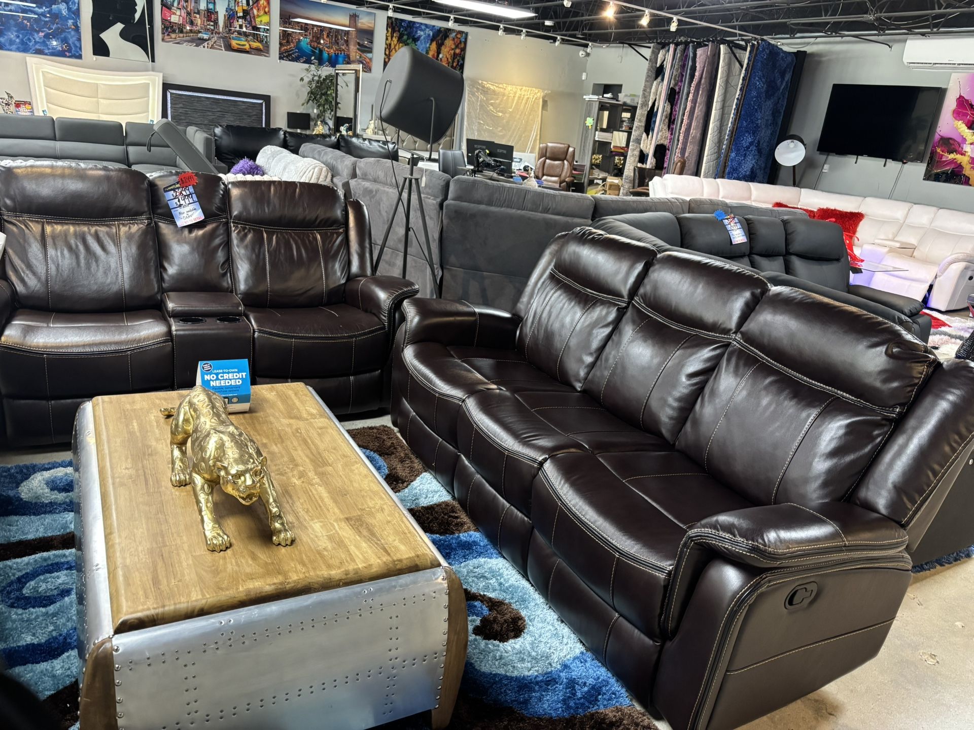 Brown 2 Pc Reclining Sofa And Love Only $1299