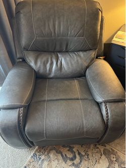 Grey Leather Swivel Rocker Recliner