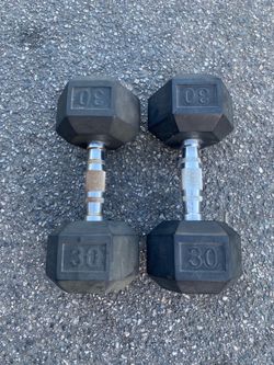 Pair of 30 Ibs HEX Dumbbells / Weights - 60 Ibs total