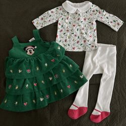 Disney Minnie Christmas Dress Baby 6-9 