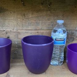 3 Matte Finish Eggplant Purple Color Plant Pots - Made in Germany