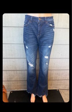 Women’s Enjean Jeans Distressed Juniors Stretch Dark Wash Blue Bootcut size 7/28