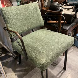 Vintage MCM Hairpin Fuzzy Green Chair